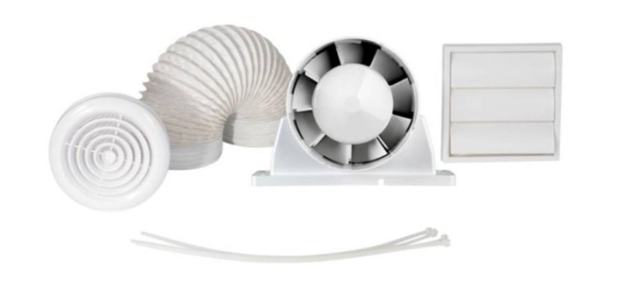 New Airflow AUSHWKT Basic In-line Bathroom fan, the Airflow 9041420 basic 100mm Shower Fan Kit